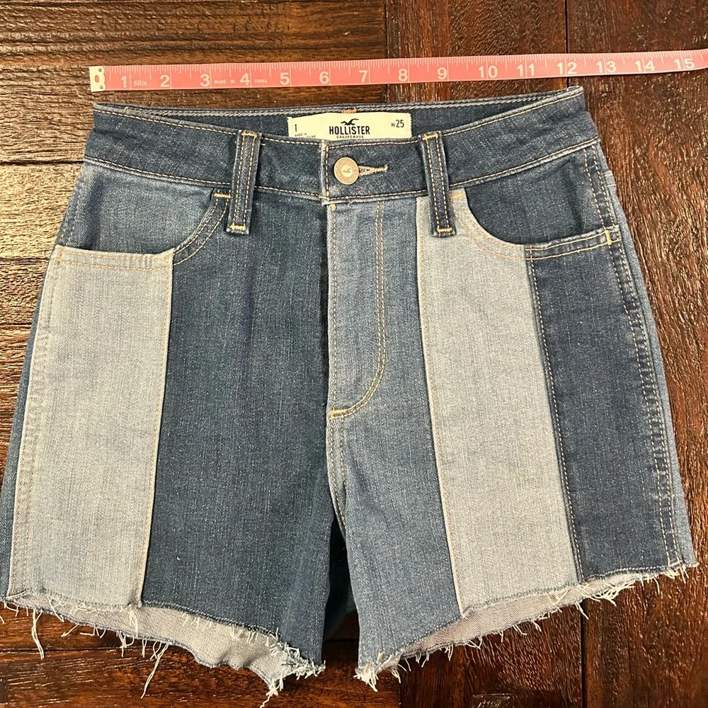 Hollister Women’s Two-Tone Blue Patchwork Denim Shorts